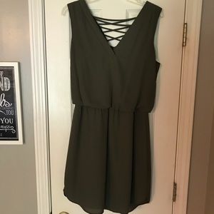 Olive green chiffon dress